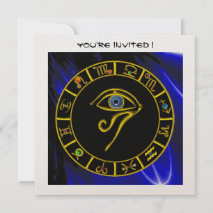 ASTRAL HORUS EYE / BLUE TALISMAN,Astrology Chart Invitation