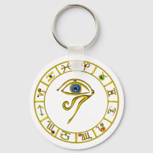 ASTRAL HORUS EYE,BLUE TALISMAN Astrology Chart Keychain