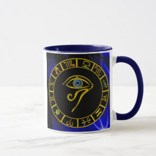 ASTRAL HORUS EYE,BLUE TALISMAN Astrology Chart Mug