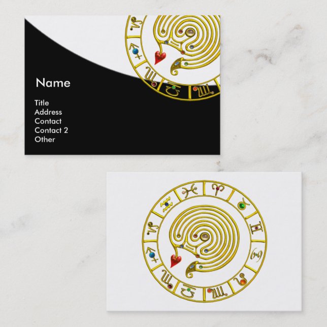 ASTRAL LABYRINTH,ASTROLOGY CHART Black White Business Card (Front/Back)