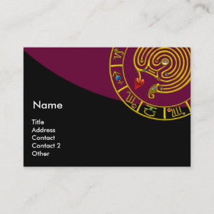 ASTRAL LABYRINTH,ASTROLOGY ZODIAC CHART Purple Business Card