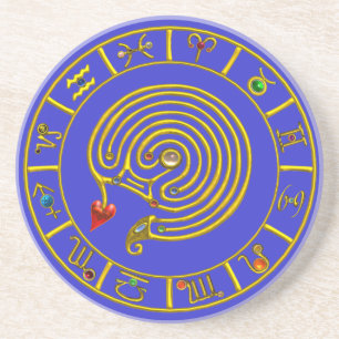 ASTRAL LABYRINTH GOLD ZODIAC CHART Astrology Coaster