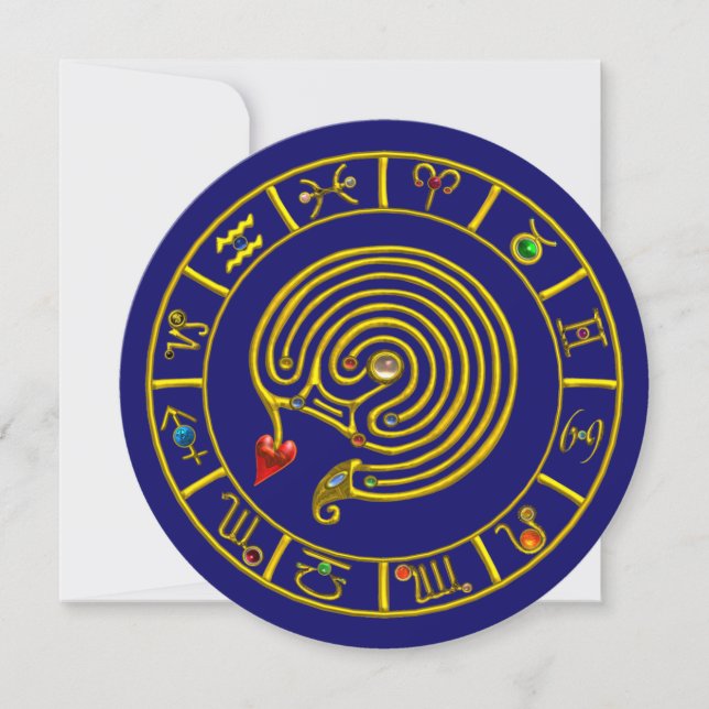 ASTRAL LABYRINTH GOLD ZODIAC CHART Astrology Invitation (Front)