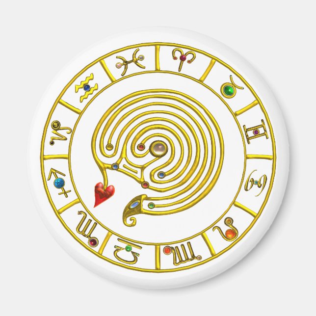 ASTRAL LABYRINTH GOLD ZODIAC CHART Astrology Magnet (Front)