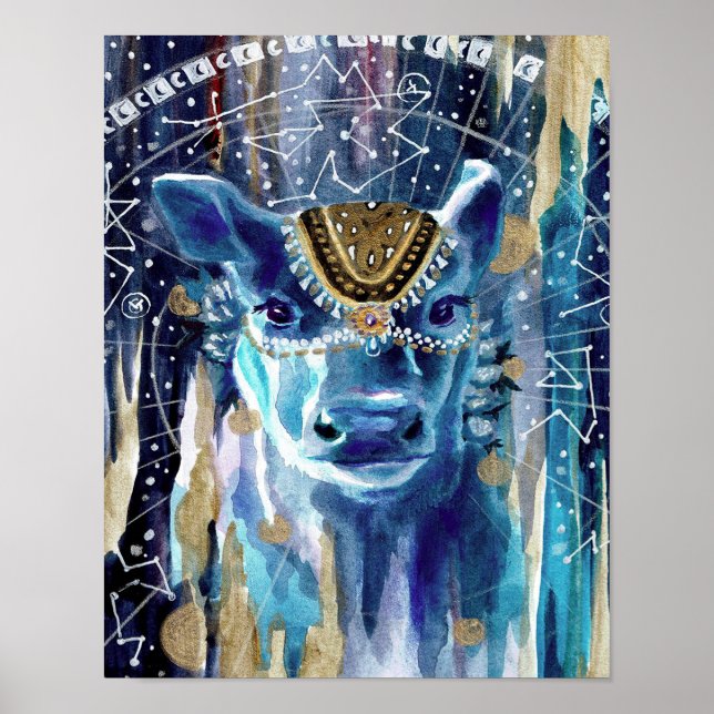 Astral Moon Cow Mandala| gift for cow lover Poster (Front)