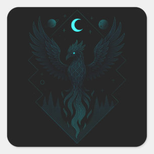 Astral Phoenix - Cosmic Fire Rebirth Square Sticker