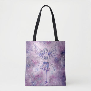 Astralina Cute Purple Fairy Fantasy Illustration Tote Bag