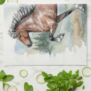 Astrid Tolting Icelandic Horse watercolor Kitchen Towel