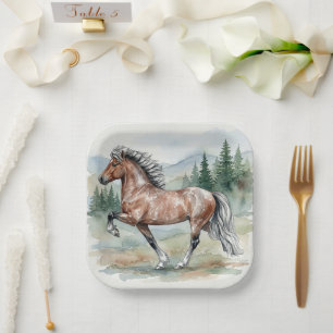 Astrid Tolting Icelandic Horse watercolor Paper Plate