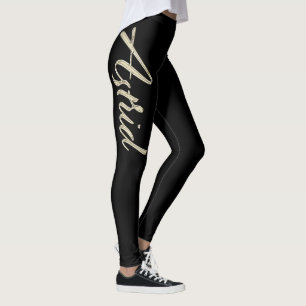 Astrid white gold Handwriting trousers Leggings
