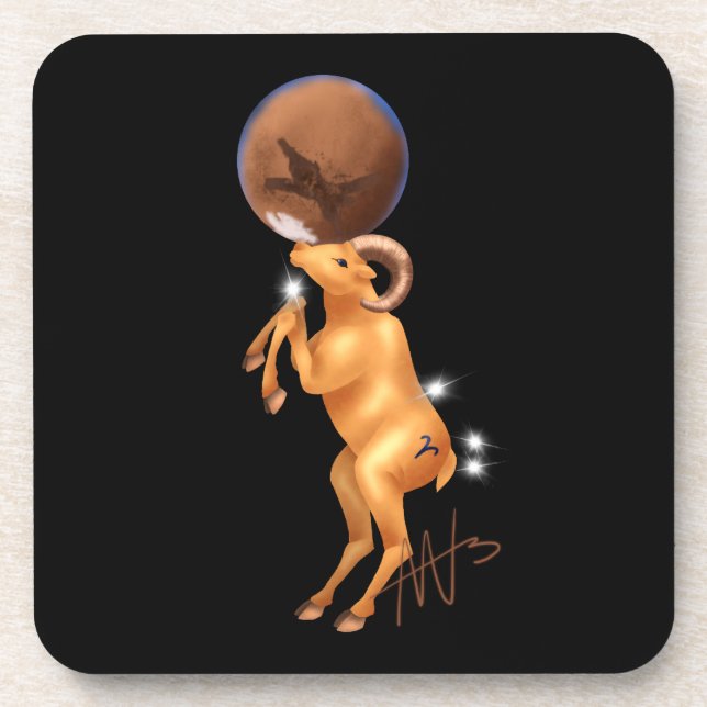 Astro Aries Mars Zodiac Coaster (Front)