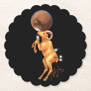 Astro Aries Mars Zodiac Paper Coaster