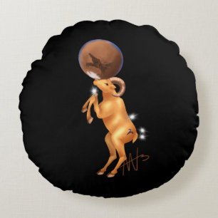 Astro Aries Mars Zodiac Round Pillow