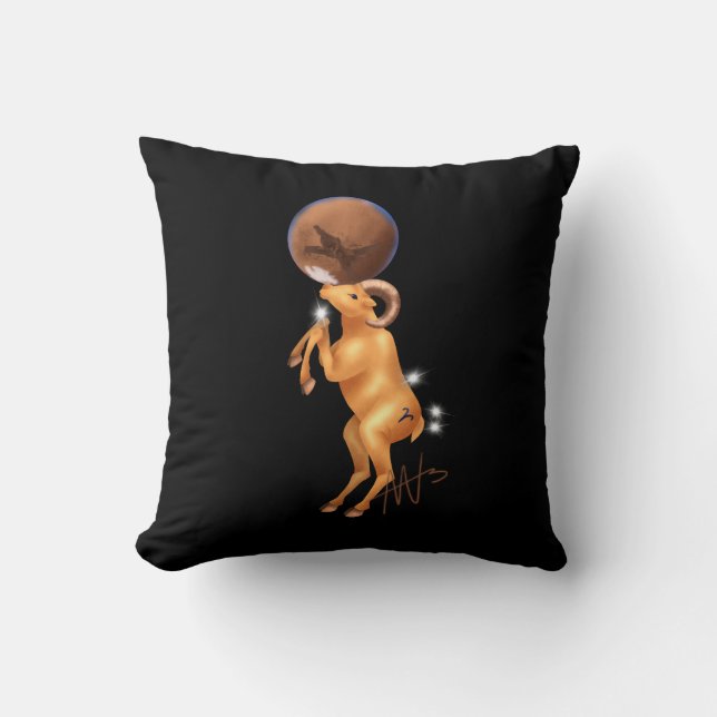 Astro Aries Mars Zodiac Throw Pillow (Front)