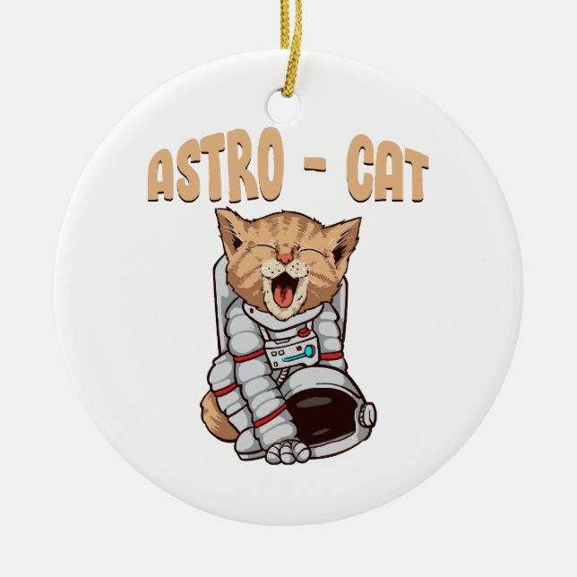 Astro Cat Ceramic Ornament (Front)