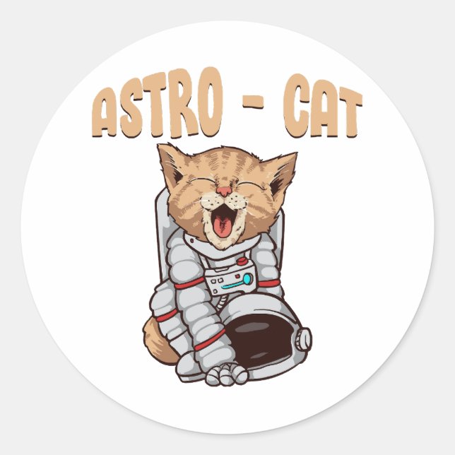 Astro Cat Classic Round Sticker (Front)
