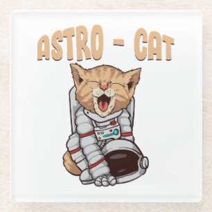Astro Cat Glass Coaster