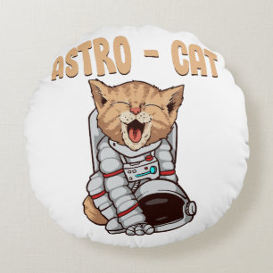 Astro Cat Round Pillow