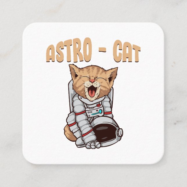 Astro Cat Square Business Card (Front)