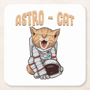 Astro Cat Square Paper Coaster