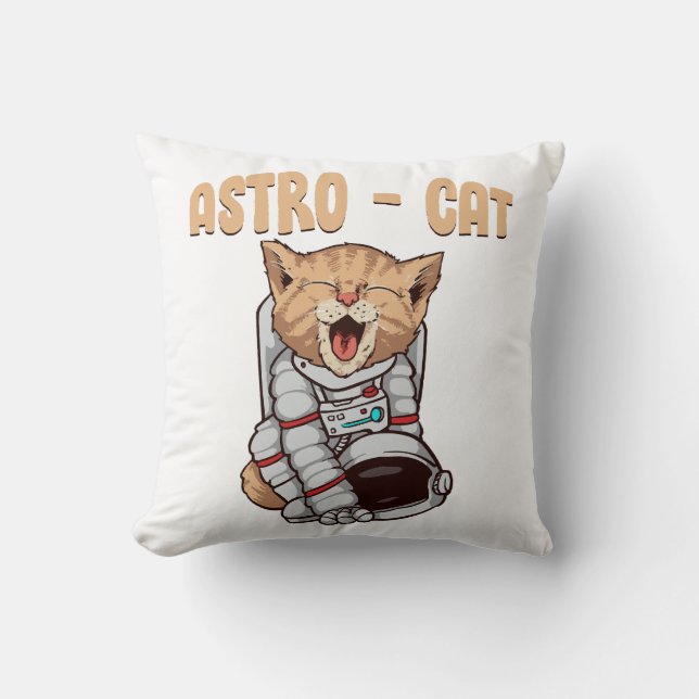 Astro Cat Throw Pillow (Front)