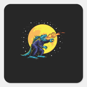 astro godzilla illustration with  design square sticker