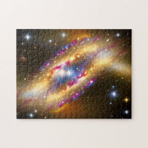 Astro golden pink and black galaxy space wide shot jigsaw puzzle