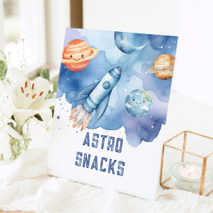 Astro Snacks Outer Space planets birthday party  Pedestal Sign