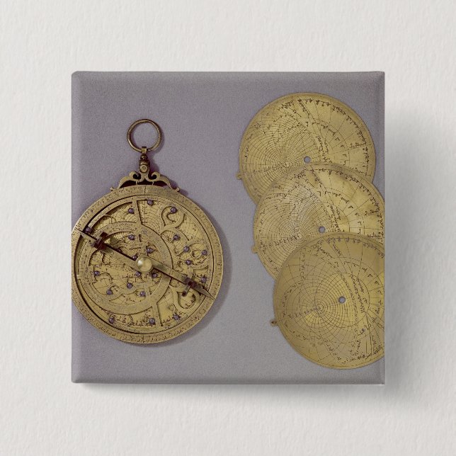 Astrolabe, 1216 2 inch square button (Front)