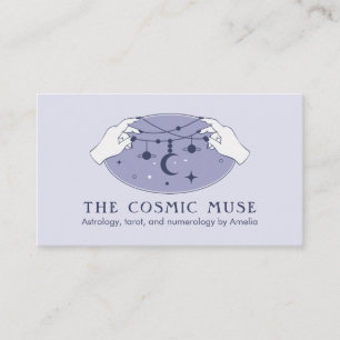 Astrologer Cosmic Moon and Planets with Hands Business Card