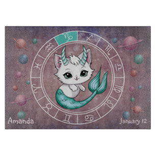 Astrological Capricorn Cute cat Zodiac Wheel Cutting Board