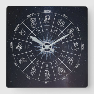 astrological circle square wall clock