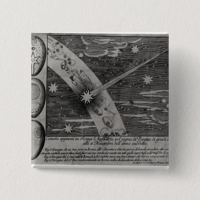 Astrological diagram of the comet 2 inch square button (Front)