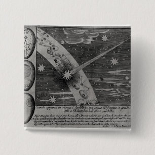 Astrological diagram of the comet 2 inch square button