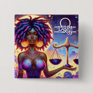 Astrological Horoscope Sign Libra Zodiac 2 Inch Square Button
