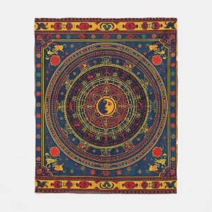Astrological Oriental Rug Design Fleece Blanket