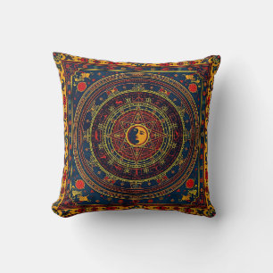 Astrological Oriental Rug Design Throw Pillow