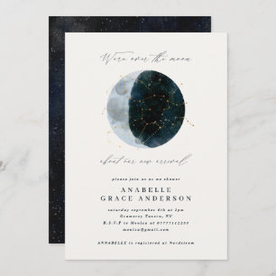 Astrological script watercolor moon star celestial