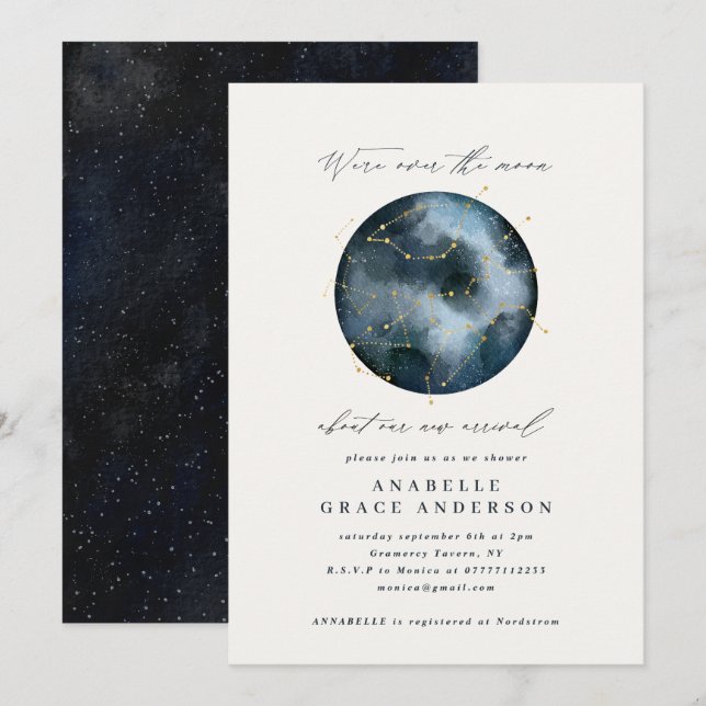 Astrological script watercolor moon star celestial (Front/Back)