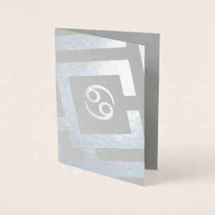 Astrological Sign Cancer Silver Decor Custom Text Foil Card