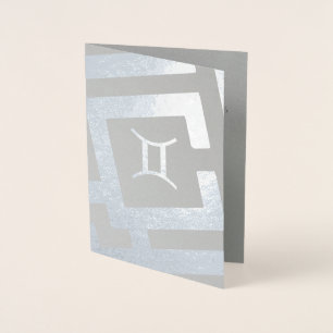 Astrological Sign Gemini Silver Decor Custom Text Foil Card