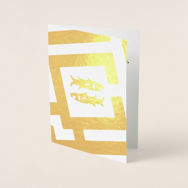 Astrological Sign Pisces Foil Decor Custom Text Card (Front)