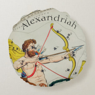 Astrological sign star map Sagittarius Round Pillo Round Pillow