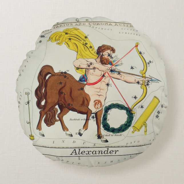 Astrological sign star map Sagittarius Round Pillow (Front)