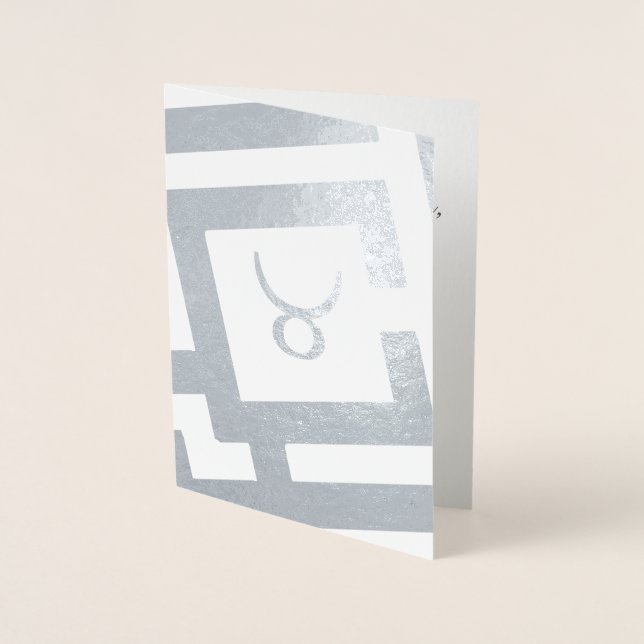 Astrological Sign Taurus Silver Decor Custom Text Foil Card (Front)