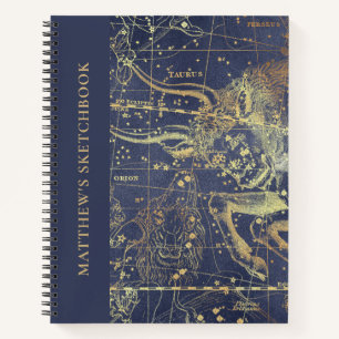 Astrological Starry Night Sketchbook with Name Notebook