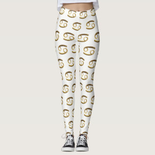 Astrological Zodiac Signs Sun Sign Cancer Gold Leggings