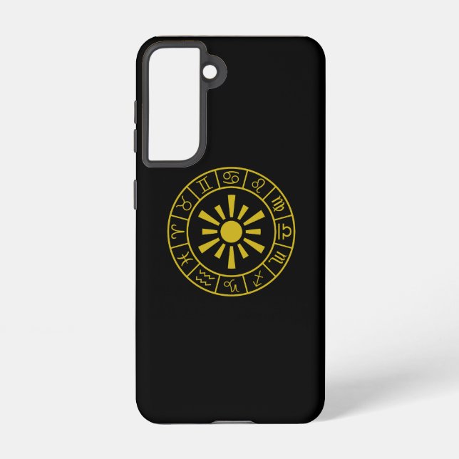 Astrological Zodiac Symbols Wheel+Sun Gold Samsung Galaxy S21 Case (Back)