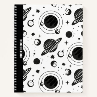 ASTROLOGIE/ASTRONOMIE NOIRE ET BLANCHE CARNET À TH
