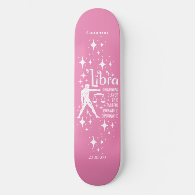 Astrologie Pink Skateboard avec le symbole Libra (Recto)